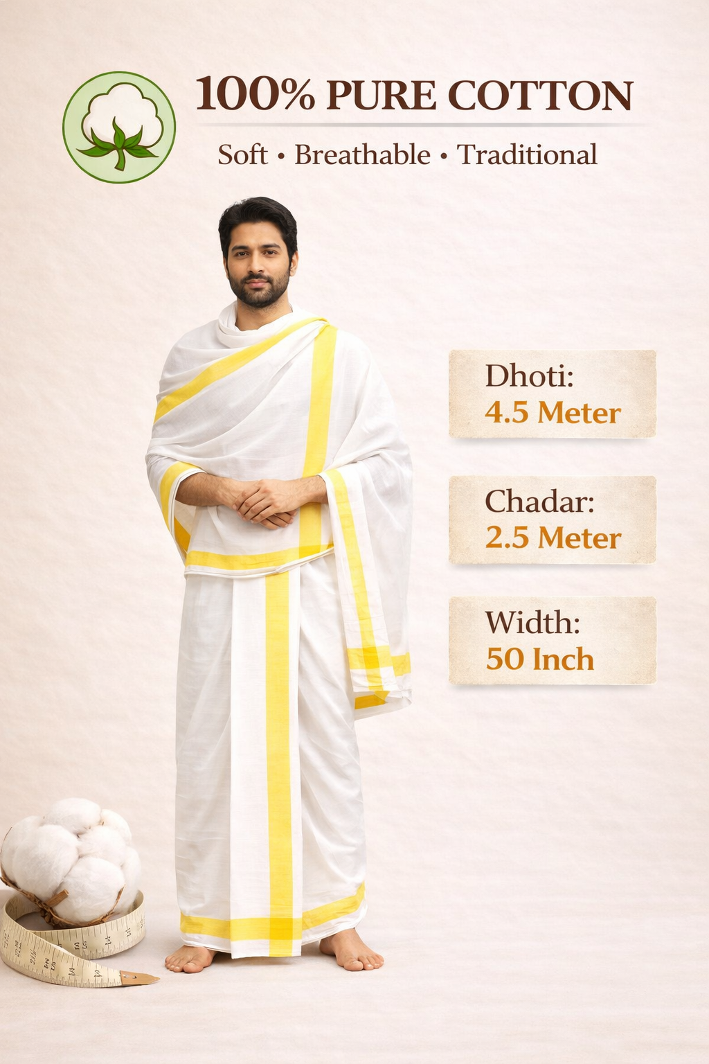 Khadi Dhuti & Dupatta Set