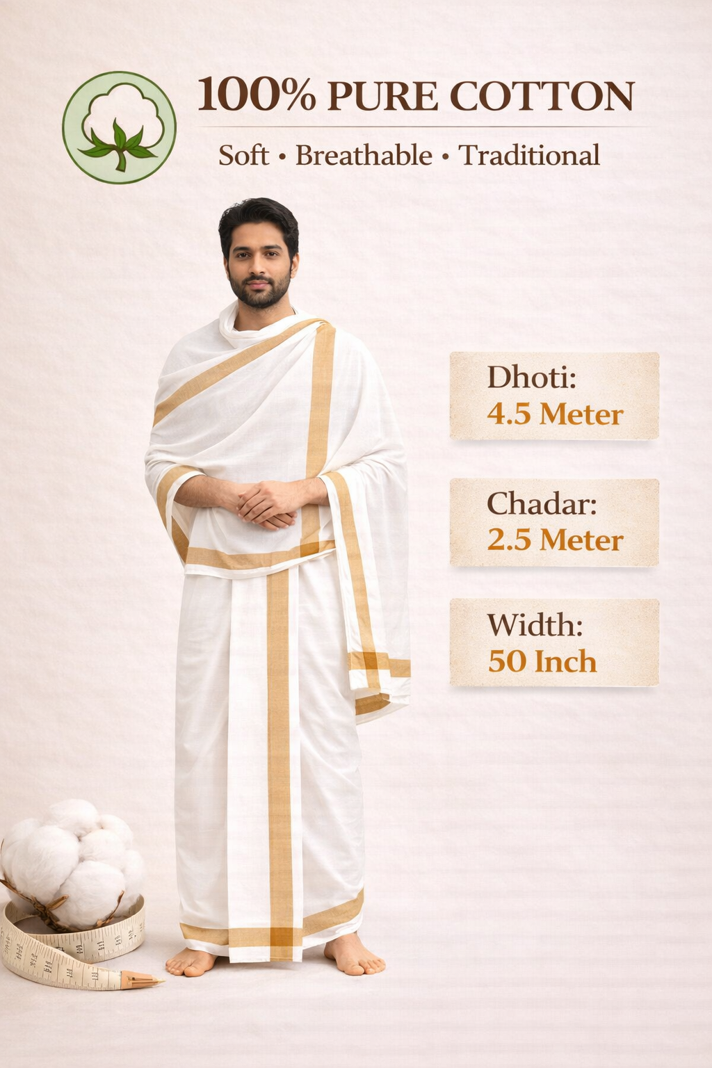 Khadi Dhuti & Dupatta Set