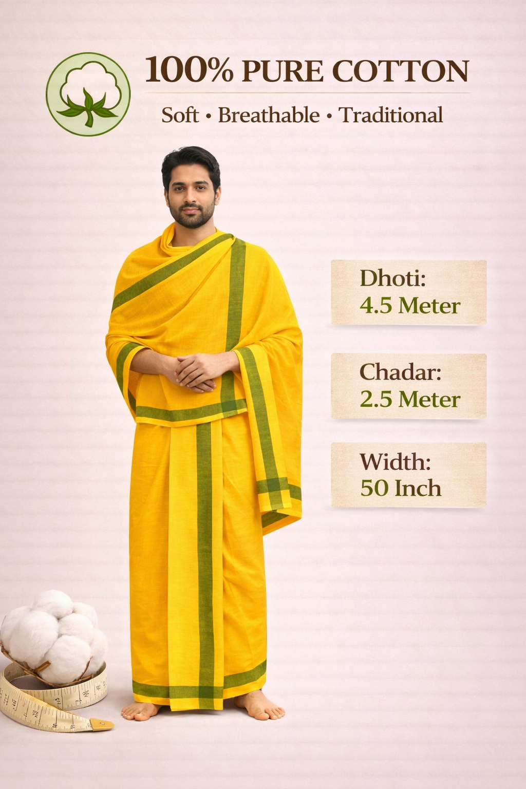 Khadi Dhuti & Dupatta Set DYE