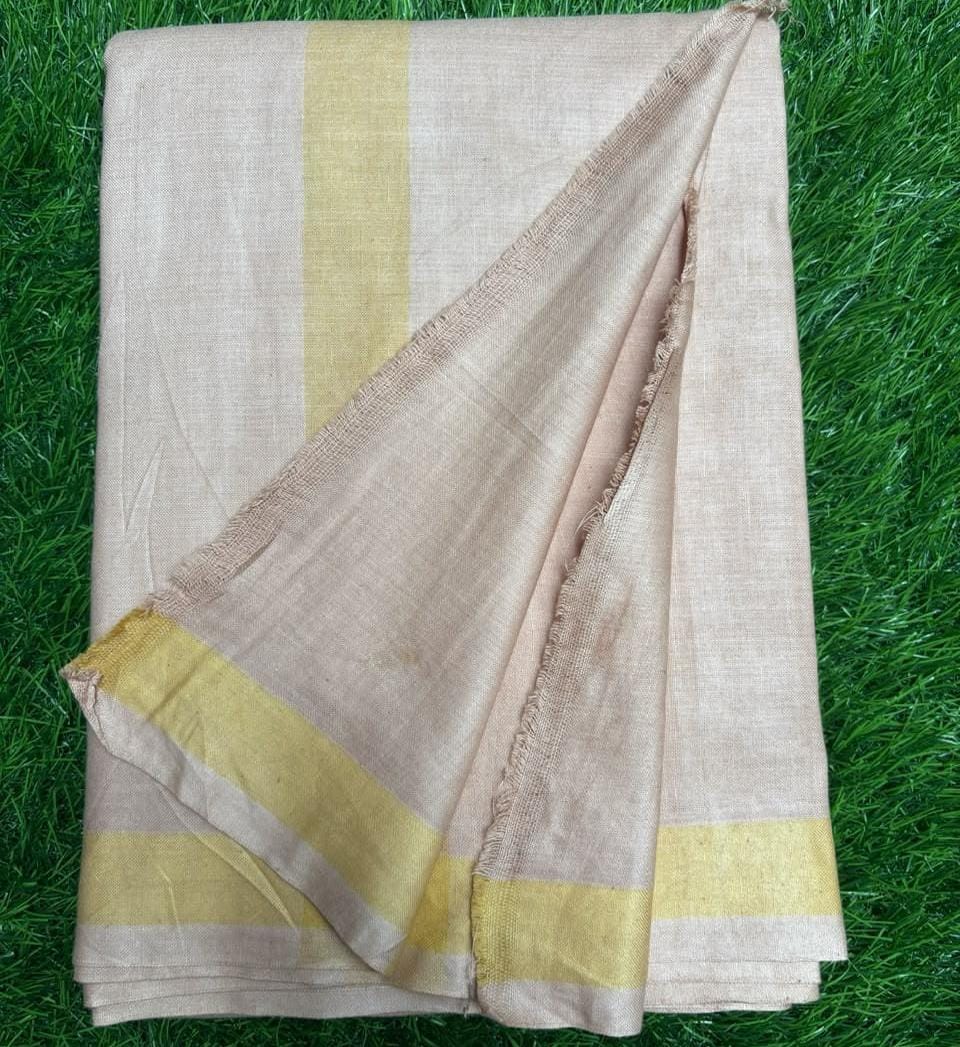 Khadi Dhuti & Dupatta Set ( Light Coffee Dye ) - Image 2