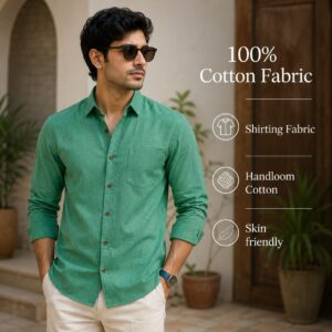 Handloom Cotton Fabric (Green)